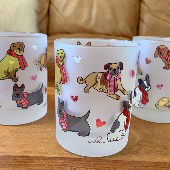 Culver Frosted Dog Glasses (3) - Picture 2 of 3
